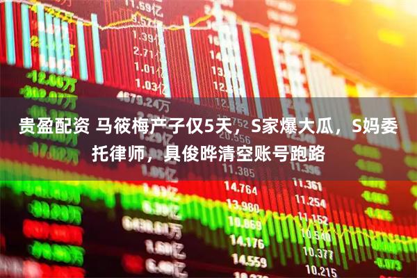 贵盈配资 马筱梅产子仅5天，S家爆大瓜，S妈委托律师，具俊晔清空账号跑路